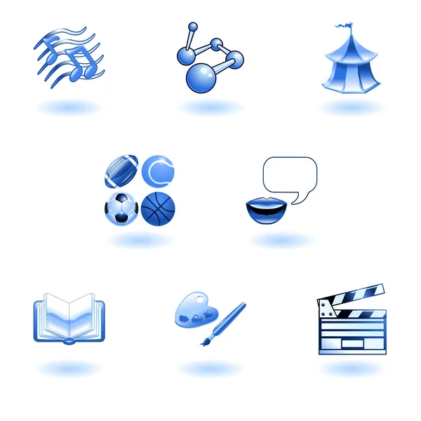 Blue glossy category education web icons — Stock Vector