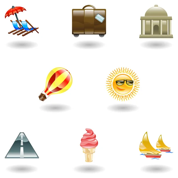 Conjunto de ícones de viagens e turismo — Vetor de Stock