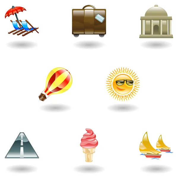 Conjunto de iconos de viajes y turismo — Vector de stock