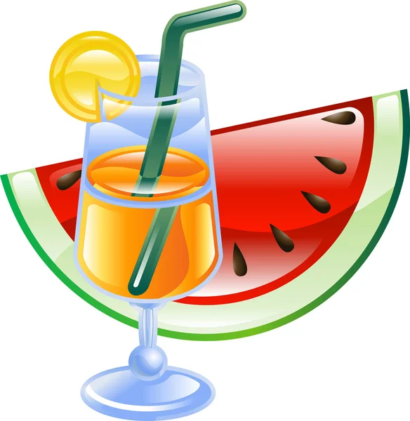 Summer cocktail and watermelon — Stock Vector