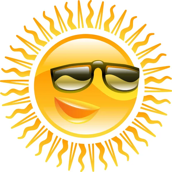 Χαμογελώντας ήλιο με γυαλιά ηλίου εικονογράφηση — Διανυσματικό Αρχείο