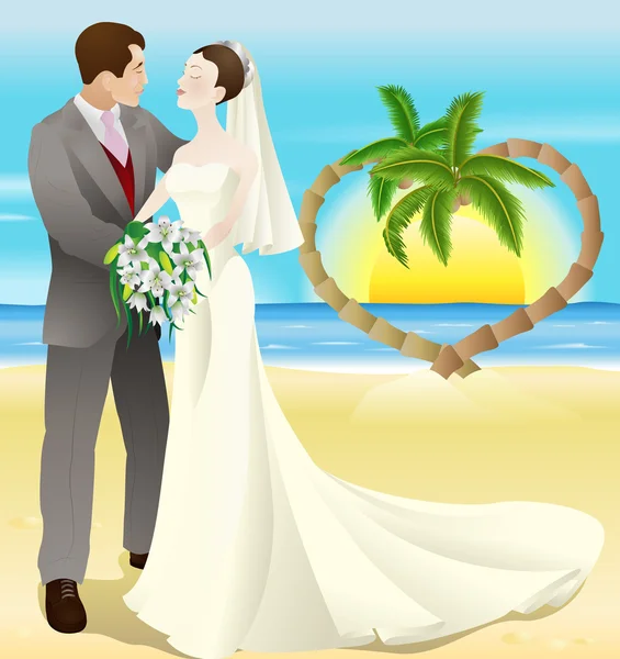 Tropical destination beach wedding — Stock Vector