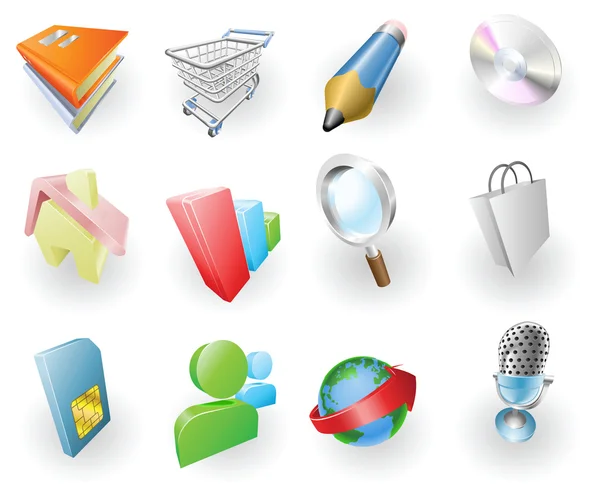 Ensemble d'icônes Web et application couleur dynamique — Image vectorielle