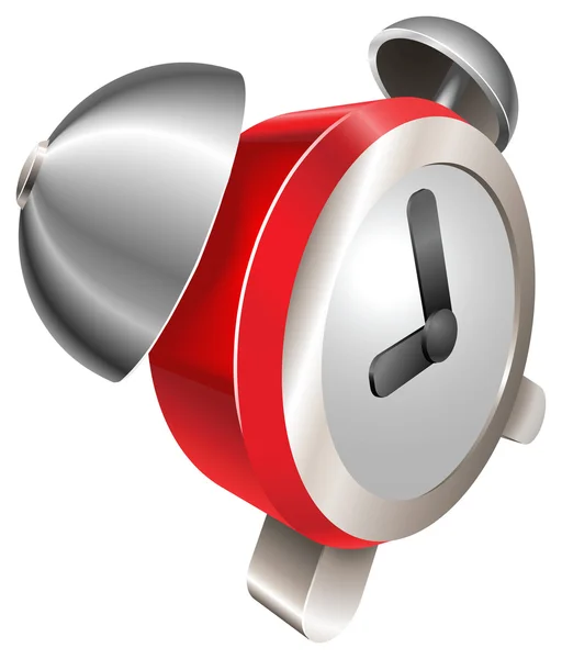 Relógio de alarme vermelho brilhante — Vetor de Stock
