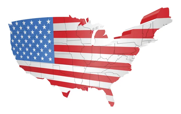 Mapa a vlajka USA — Stockový vektor