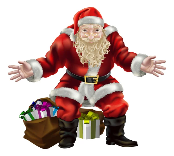 Santa met presenteert — Stockvector