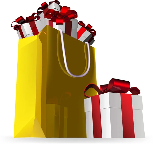 Gift bag final and presents — Stock Vector