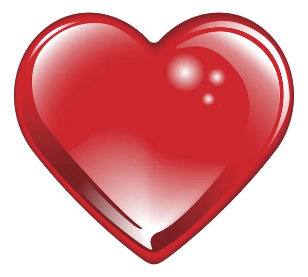 Izolované lesklé červené valentinky srdce — Stockový vektor