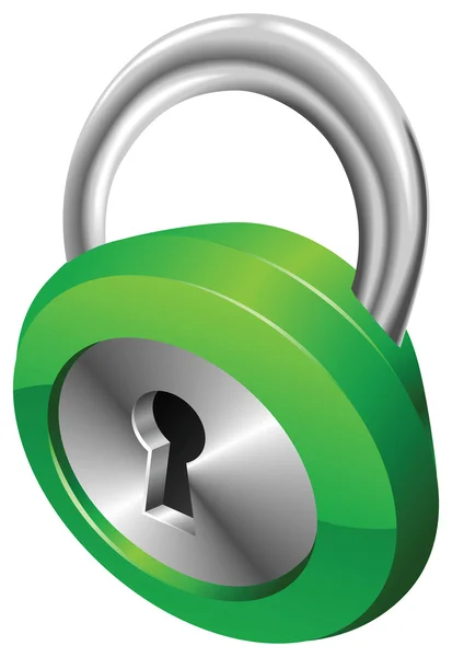 Shiny glossy green security padlock vector illustration — Stock Vector