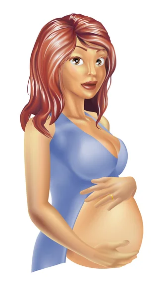 Hermosa joven embarazada — Vector de stock