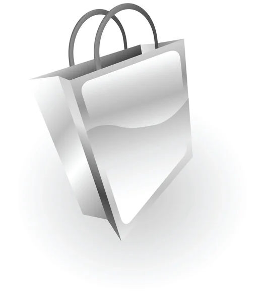 金属の銀のショッピング バッグ — ストックベクタ