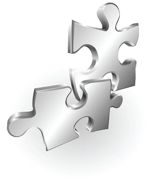 Pièces de puzzle métallique argenté — Image vectorielle