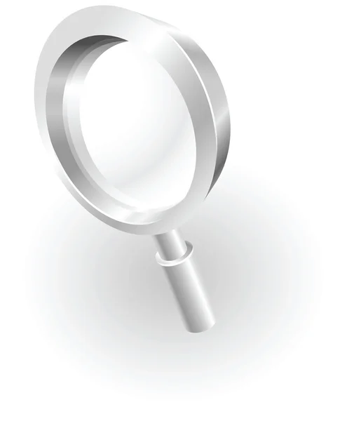 Silver metallic magnifying glass — Stock Vector