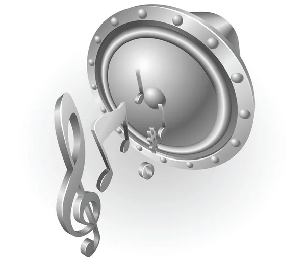 Stříbrné kovové hudební reproduktor — Stockový vektor