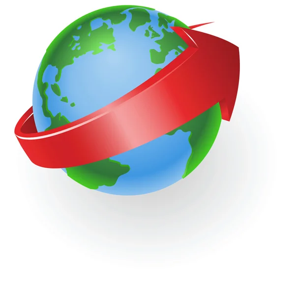 Rotující Globus šipka ilustrace — Stockový vektor