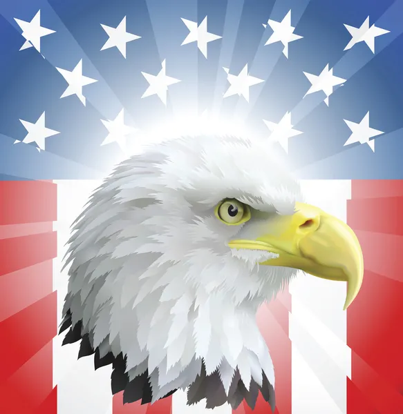 愛国心が強いアメリカ人ワシおよび旗 — ストックベクタ