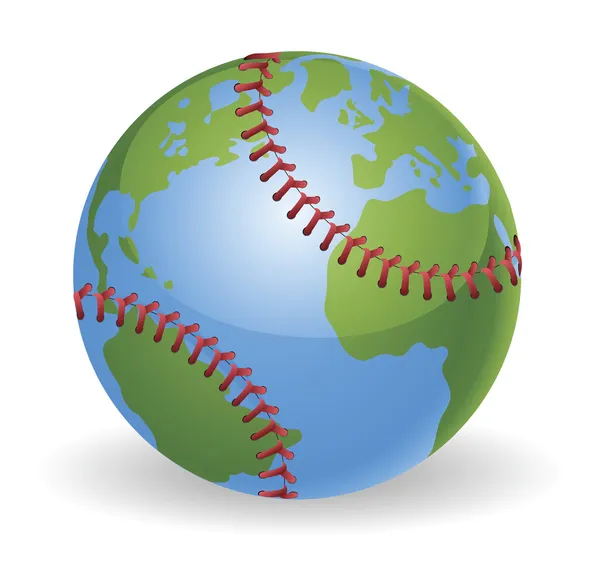 Konsep bola bisbol dunia - Stok Vektor