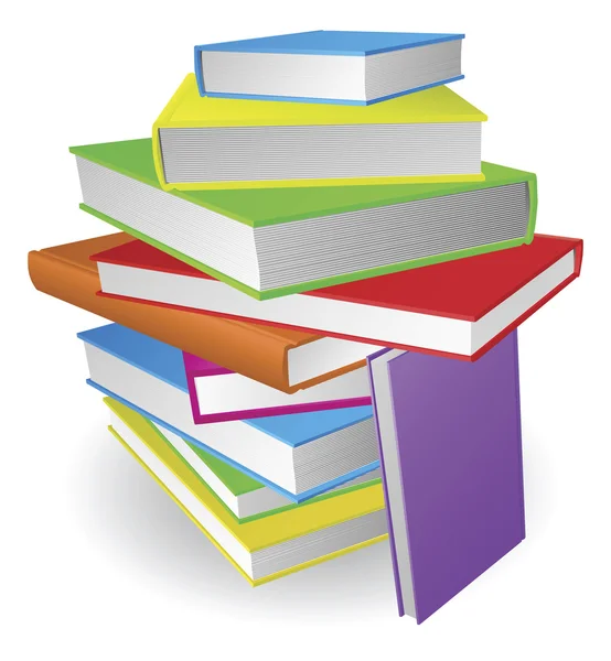 Big stack of books illustration — Stock Vector