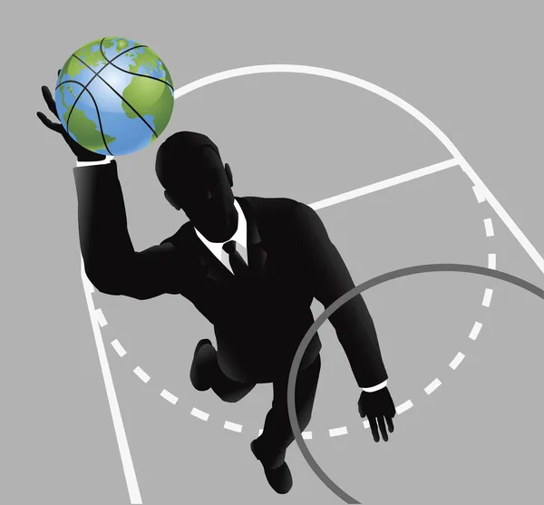 Hombre de negocios slam dunking basketball — Archivo Imágenes Vectoriales
