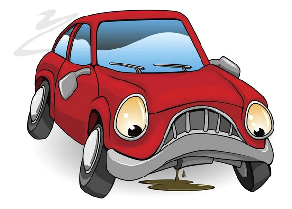 Triste panne de voiture de dessin animé — Image vectorielle