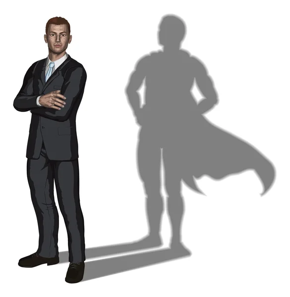 Concepto de superhéroe hombre de negocios — Vector de stock