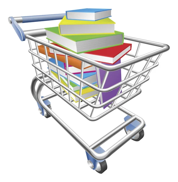 Einkaufswagen voller Bücher — Stockvektor
