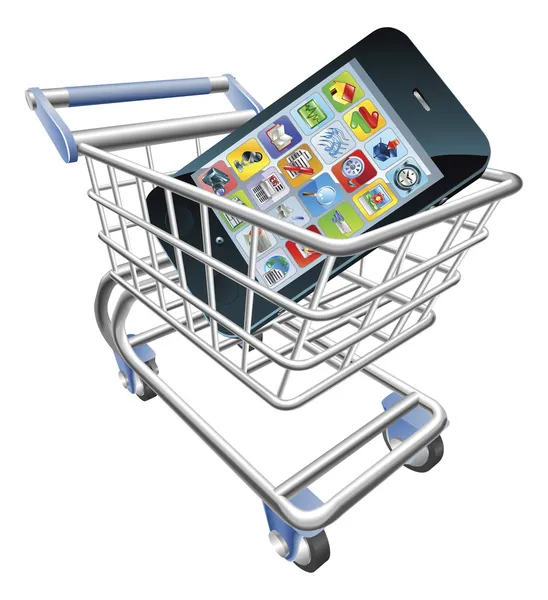 Concepto de carrito de compras de teléfono inteligente — Vector de stock