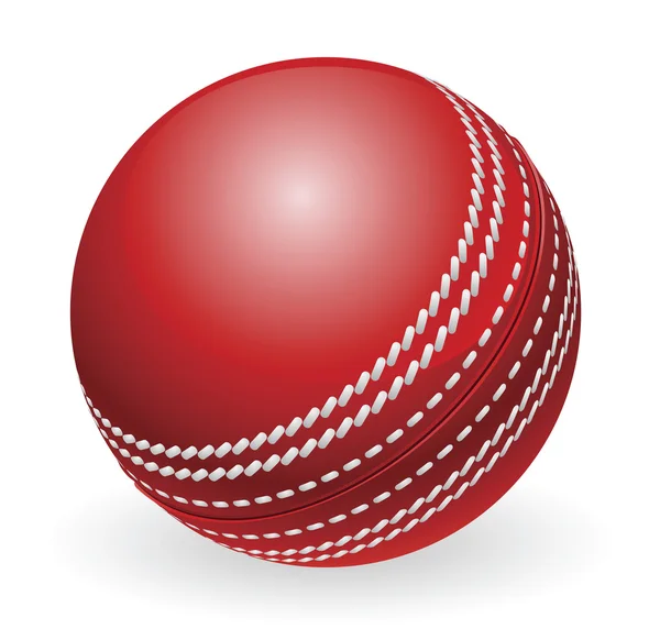 Brillante bola de cricket tradicional roja — Vector de stock