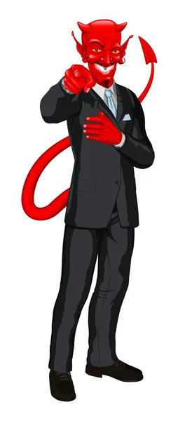 Devil business man pointing — Stock Vector