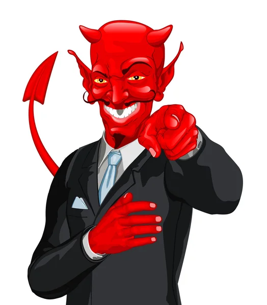 Diabo homem de negócios quer você — Vetor de Stock