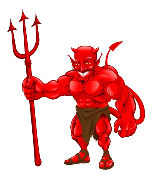 Devil debout avec fourche — Image vectorielle