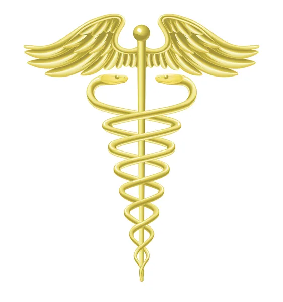 Caduceus zlata lékařské symbol — Stockový vektor