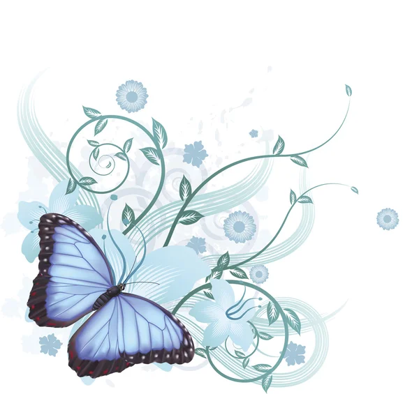 Beautiful blue butterfly background — Stock Vector