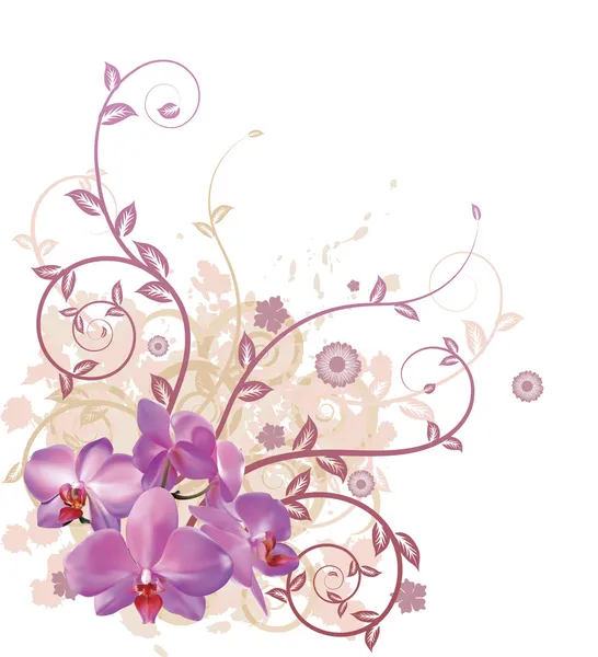Cool orchid floral background — Stock Vector
