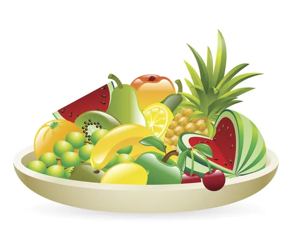 Bowl of fruit illustration — Stock Vector