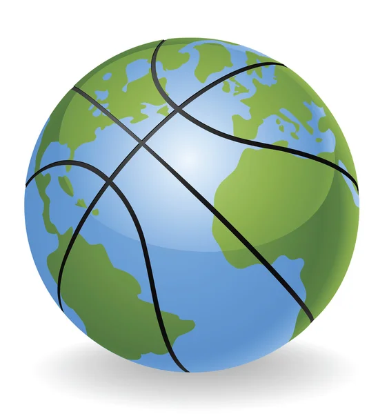 Mundo globo concepto de pelota de baloncesto — Archivo Imágenes Vectoriales