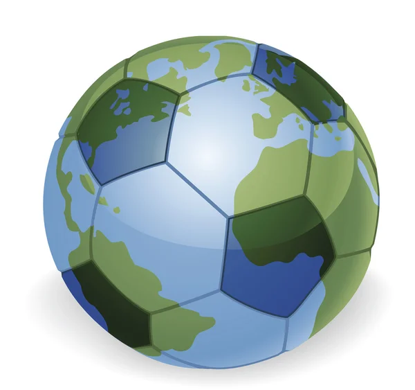 Wereld globe Voetbal bal concept — Stockvector