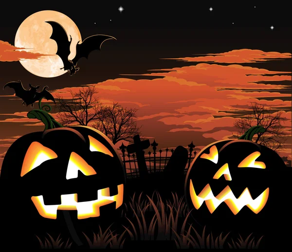 Halloween graveyard background — Stock Vector