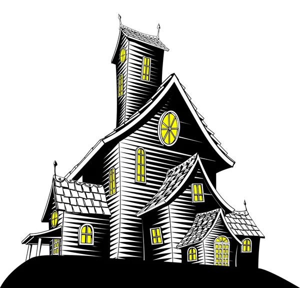 Assustadora casa assombrada ilustração — Vetor de Stock