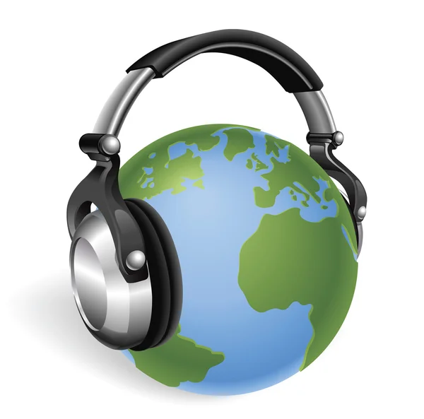 Słuchanie muzyki świata — Wektor stockowy