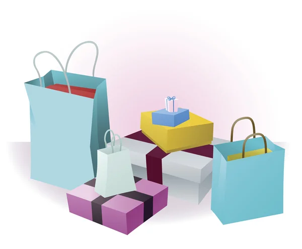 Çok sayıda alışveriş veya hediyeler — Stok Vektör