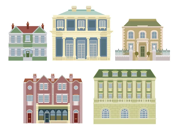 Luxury old fashioned houses buildings — Stock Vector