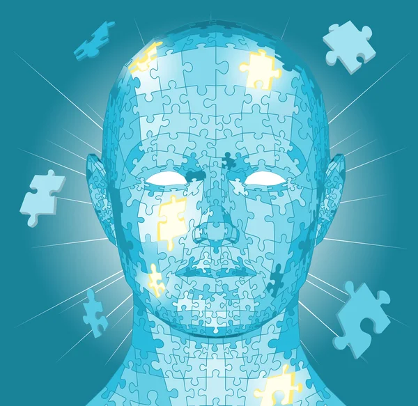Jigsaw puzzle pieces head — Stock Vector