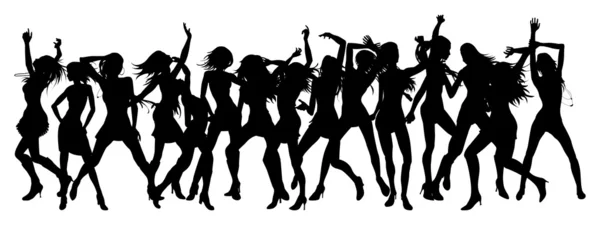Mulheres bonitas silhuetas dançando — Vetor de Stock