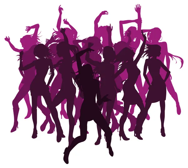 Vackra kvinnor dansande siluetter — Stock vektor