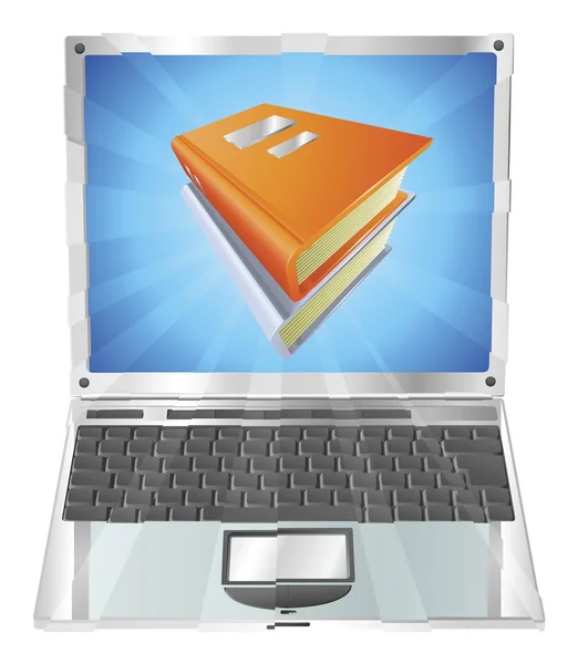 Libri icona laptop concept — Vettoriale Stock