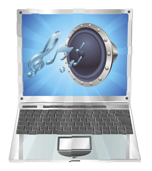 Speaker icon laptop concept — Stockvector