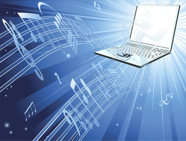 Computer portatile musica di sottofondo — Vettoriale Stock