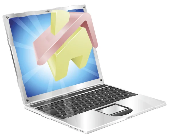 Otthoni ikon laptop koncepció — Stock Vector