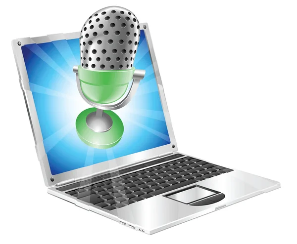 Mikrofonen flyger ur laptop skärm koncept — Stock vektor